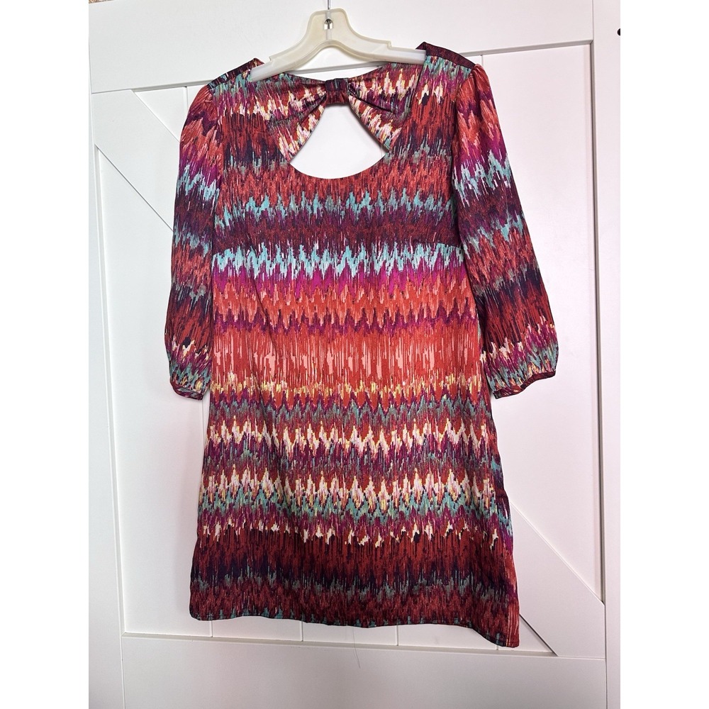 NWT Lilly Rose Womens S Burnt Orange Aztec Print Mini Dress Southwest Art
